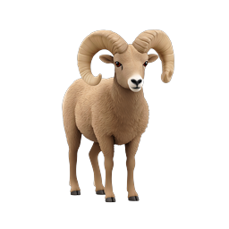 Realistic 3D Ram Icon with Curved Horns