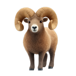 Realistic 3D Bighorn Ram Icon with Curled Horns