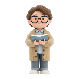 Reading Boy Character 3D Illustration Icon