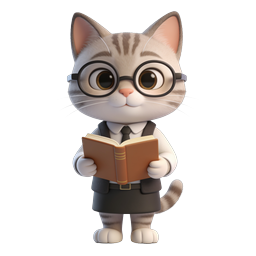 Adorable Reading Cat Icon for Education and Literacy