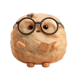 Adorable Reading Cookie Character with Glasses 3D Icon