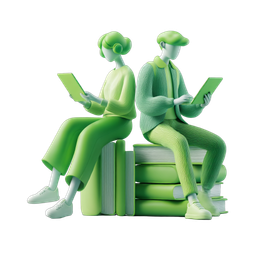 Modern Reading Couple Icon for Educational Themes