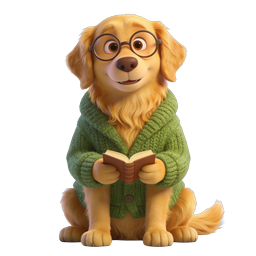 Adorable Reading Dog with Glasses - Bookish Pup Illustration