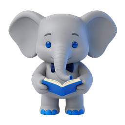 Adorable Reading Elephant 3D Cartoon Icon