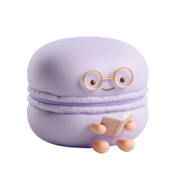 Cute Reading Macaron Character 3D Clay Icon