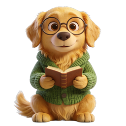 Reading Puppy Icon - Cute Dog with Glasses and Book