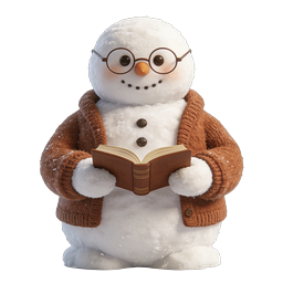 Reading Snowman Icon - Cozy Winter Book Character