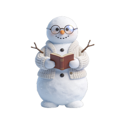 Adorable Reading Snowman 3D Icon for Holiday Apps