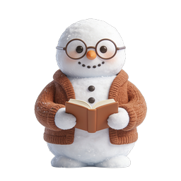 Adorable Reading Snowman Icon - Winter Literacy 3D