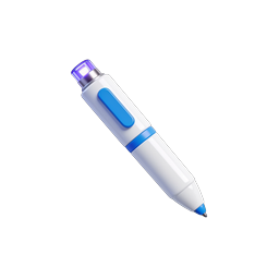 Realistic 3D Pen Icon with Blue Accents and LED Glow