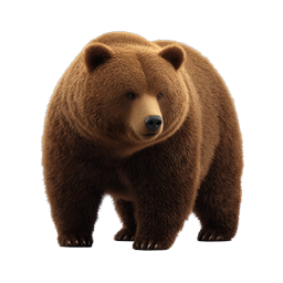 Realistic Brown Grizzly Bear Icon - 3D Wildlife Render