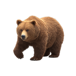 Realistic Brown Grizzly Bear 3D Wildlife Icon