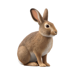 Realistic Brown Rabbit Icon - Detailed 3D Wildlife Illustration