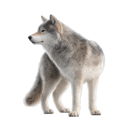 Realistic Gray Wolf 3D Render Icon | Wildlife Animal