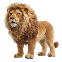 Realistic Male Lion 3D Icon - Majestic Wildlife