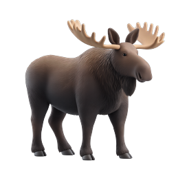 Realistic 3D Moose Icon - Wildlife Animal Illustration