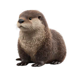 Realistic Otter Wildlife Icon - Detailed 3D Render