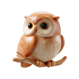 Realistic Owl Icon - Detailed 3D Bird Illustration