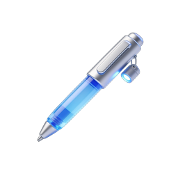 Realistic Blue Pen Icon with LED Keychain Light