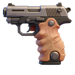 Realistic 3D Pistol Icon with Organic Grip Texture