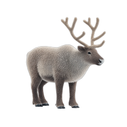Realistic 3D Reindeer Icon with Detailed Antlers
