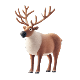 Realistic 3D Reindeer Icon with Majestic Antlers