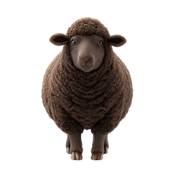 Realistic 3D Brown Sheep Icon - Farm Animal