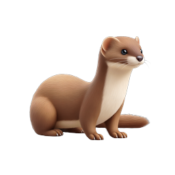 Realistic Weasel Icon - Detailed 3D Wildlife Illustration