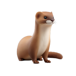 Realistic 3D Weasel Animal Icon - Detailed Wildlife Illustration