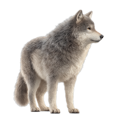 Realistic Gray Wolf Icon - Detailed Wildlife Illustration