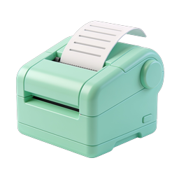 3D Receipt Printer Icon - Mint Green POS Design