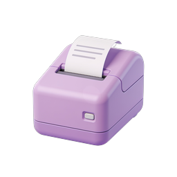 3D Receipt Printer Icon - Purple Thermal POS Design