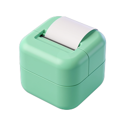 Mint Green Receipt Printer 3D Icon for POS Systems