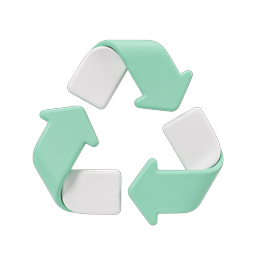 3D Recycle Arrows Icon - Green Sustainability Symbol