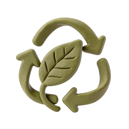 Clay-Style Eco Recycling Leaf Icon | Green Sustainability