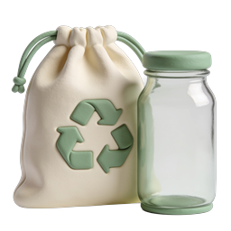 Recycling Bag and Glass Jar Eco Icon | Sustainable Living