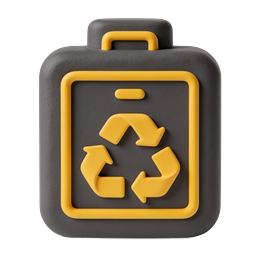 Recycling Battery Icon - Eco-Friendly Clay 3D Design