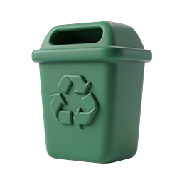 Green Recycling Bin Icon with Three Arrows Symbol