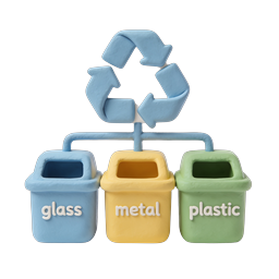 Recycling Bins Clay Icon - Waste Sorting 3D Illustration