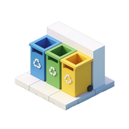 Colorful Recycling Bins Icon | Isometric Eco Design