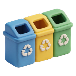 Icono de contenedores de reciclaje clay coloridos para proyectos ecológicos