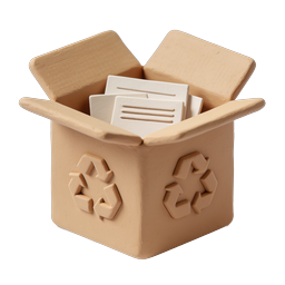 Recycling Box Clay Icon with Papers