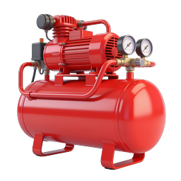 Red Air Compressor 3D Render Industrial Equipment Icon