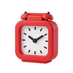Red 3D Alarm Clock Icon - Time Management Graphic
