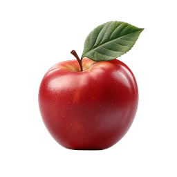 Fresh Red Apple with Green Leaf Icon - Realistic Food Icon