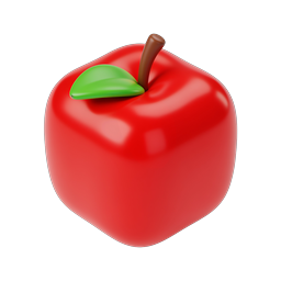 Realistic 3D Red Apple Icon with Green Leaf