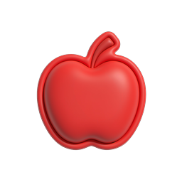Red Apple 3D Icon - Glossy Fruit Design