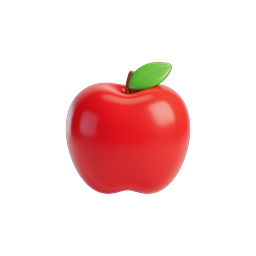 Glossy Red Apple 3D Icon with Green Leaf