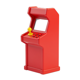 Classic Red Arcade Cabinet Icon - Retro Gaming 3D Render