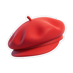 Red Beret Hat Icon - French Style 3D Illustration